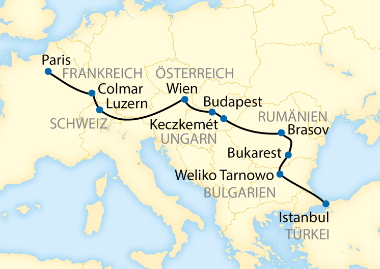 Karte Lernidee Europa Sonderzug Istanbul - Paris ID_2884