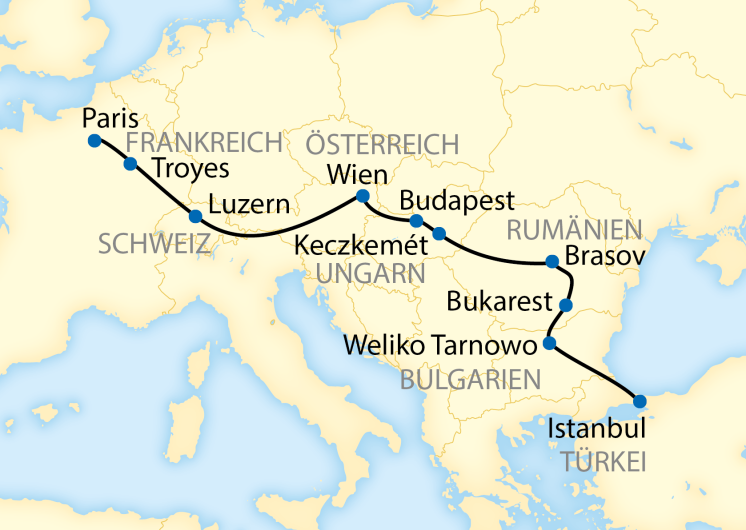 Karte Lernidee Europa Sonderzug Paris – Istanbul 2883