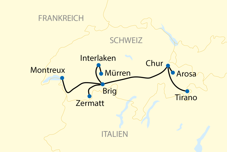 Karte Bahnreise Schweiz im Winter - 2878