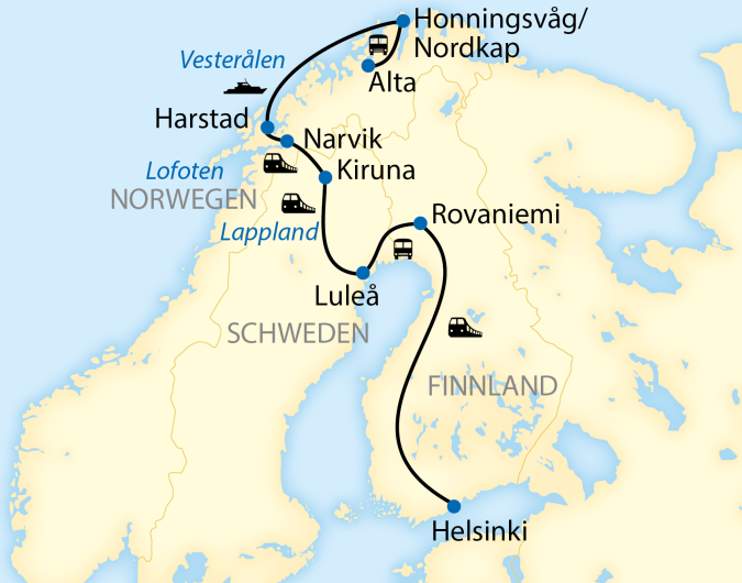 Zugreise Finnland Schweden Norwegen